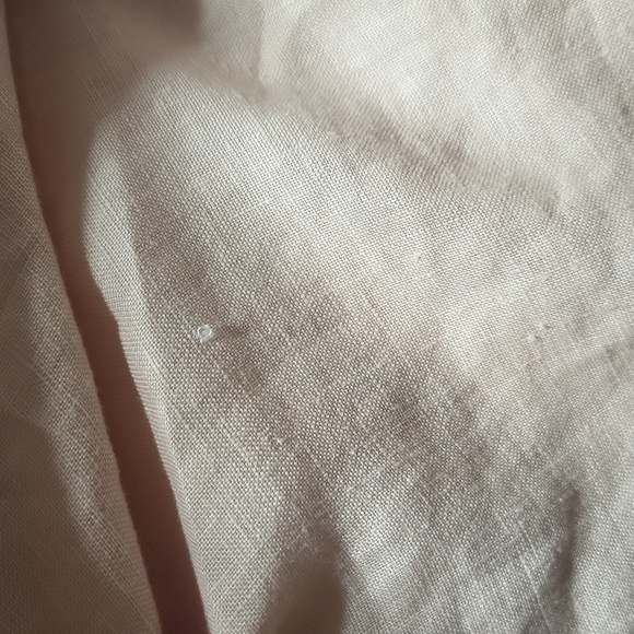 ELLEN TRACY COMPANY 100% Linen Peach Lace Up Roll Tab Tunic Top with Pockets - Picture 14 of 14